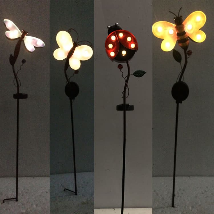 metal with glass decorative flower solar stake light